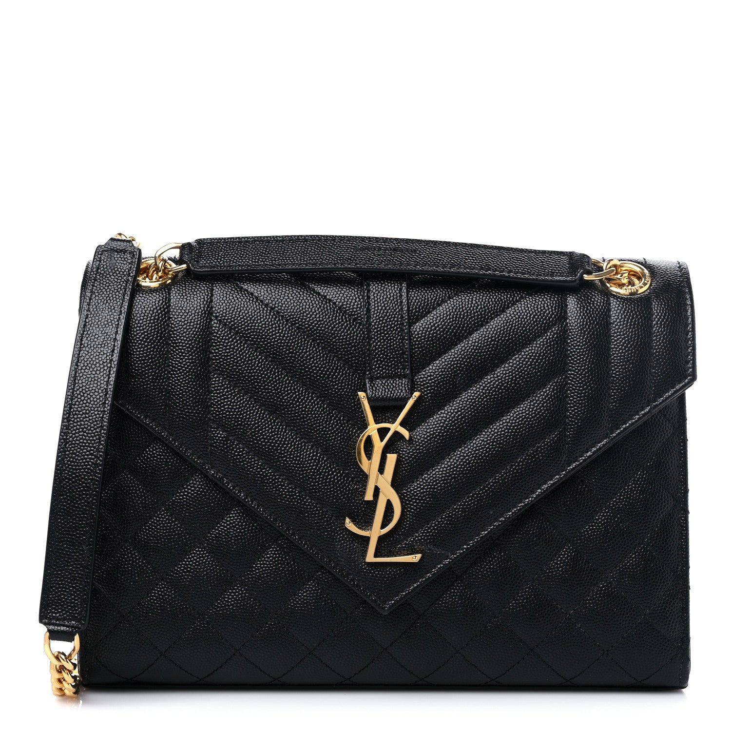 Saint Laurent Grain De Poudre Textured Mixed Matelasse Triquilt Medium Monogram Satchel Black 1 of 14