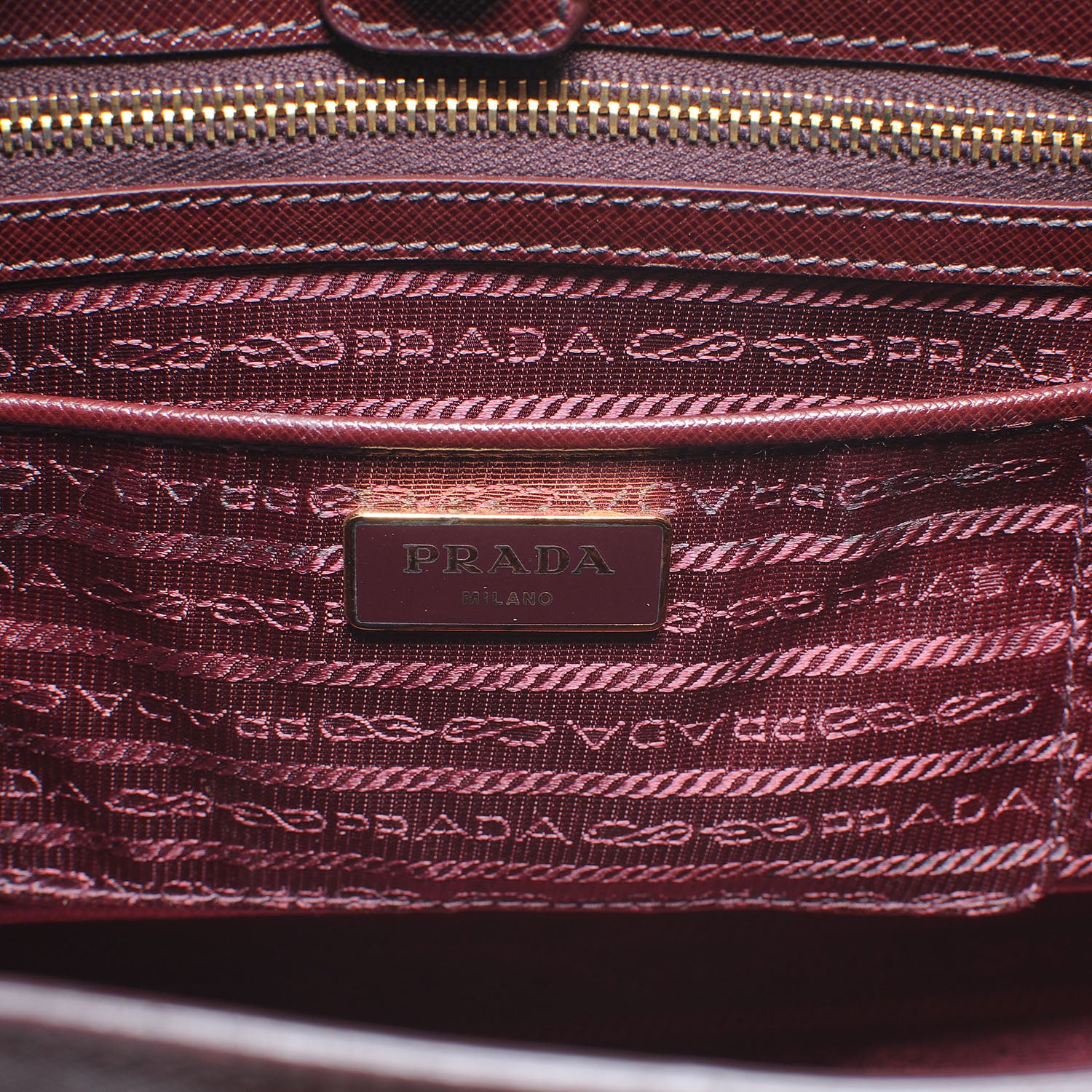 Prada Saffiano Lux Medium Tote Bordeaux 6 of 7
