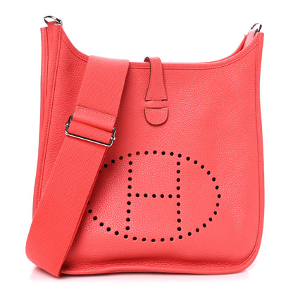 Hermes Taurillon Clemence EVELYNE III PM Rouge Pivoine 1 of 10