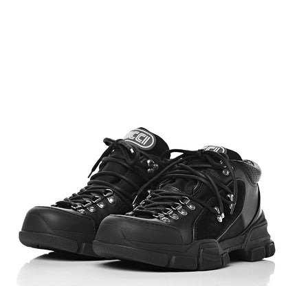 Gucci X SEGA Calfskin Suede Technical Canvas Mens Flashtrek Sneakers 8 Black 3 of 9