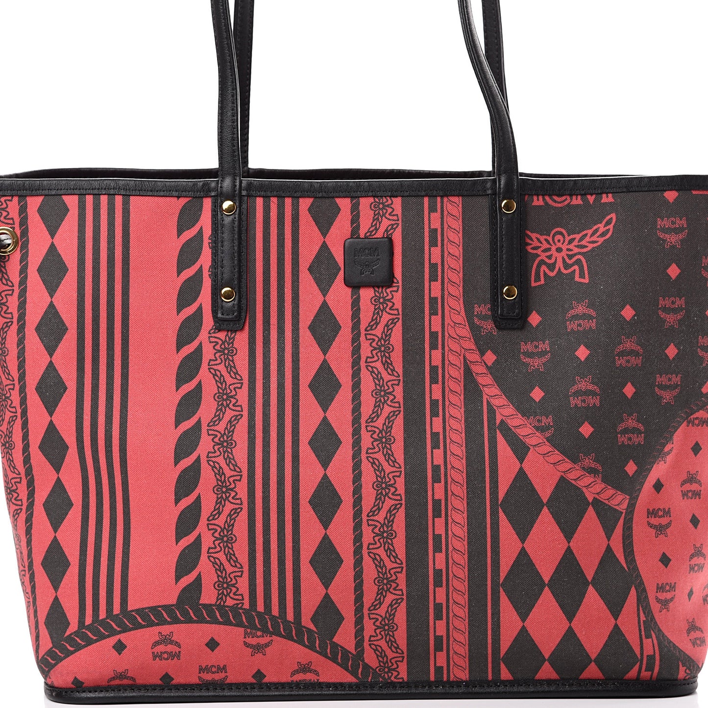 Visetos Medium Project Reversible Shopper Tote Ruby Red Black