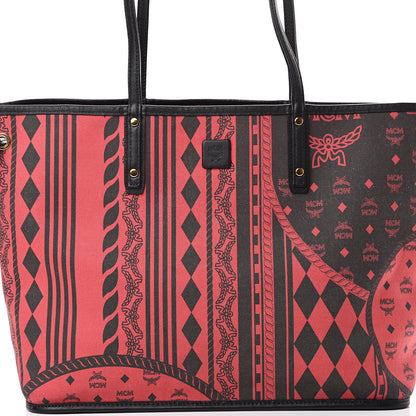 MCM Visetos Medium Project Reversible Shopper Tote Ruby Red Black 13 of 15