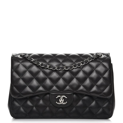 Chanel Lambskin Quilted Jumbo Double Flap Black 1 of 8