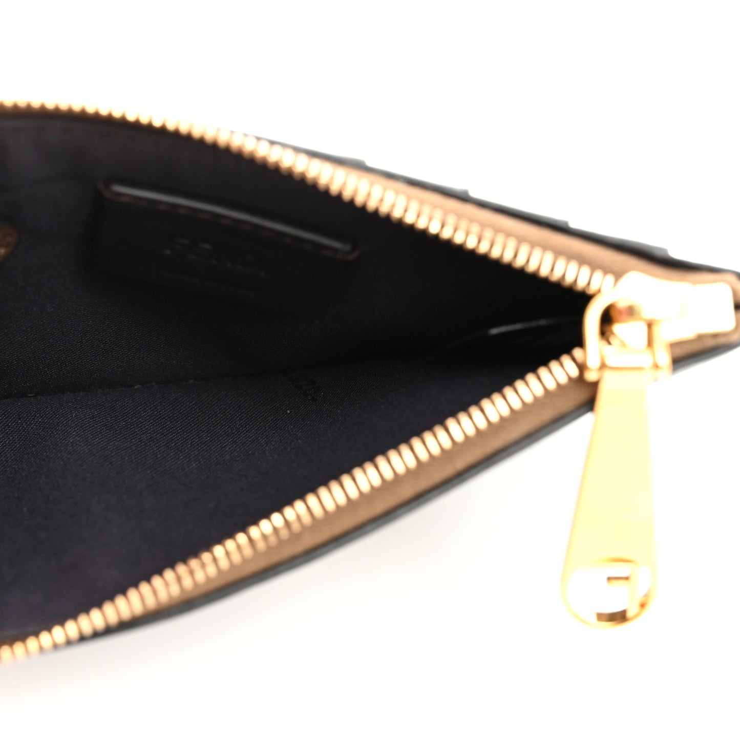 Vitello Soft F is Fendi Bi-Color FF 1974 Embossed Key Case Pouch Maya Black