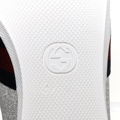 Gucci Glitter Fabric Studded Web Mens Sneakers 9 Silver 6 of 10