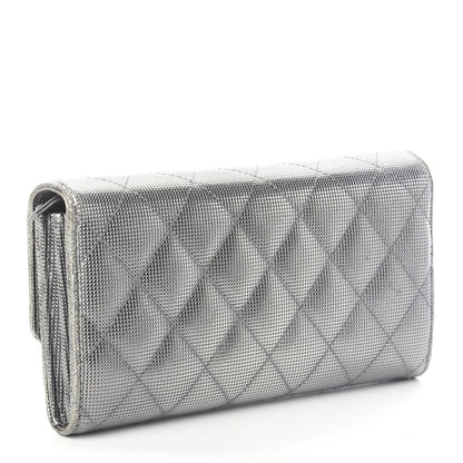 Chanel Metallic Calfskin Quilted Pixel Effect Large Flap Wallet Silver 2 of 6