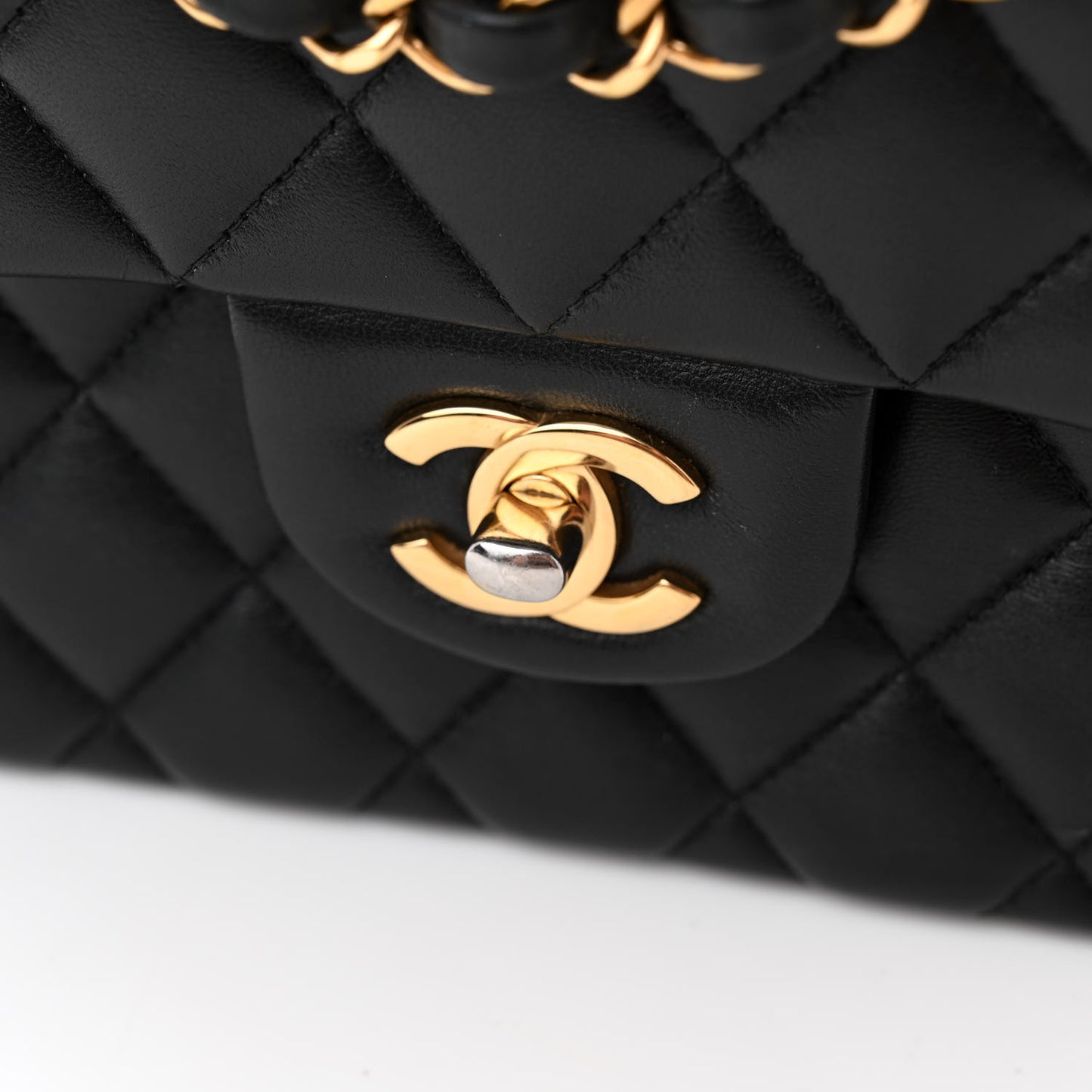 Lambskin Quilted Small Double Flap Black