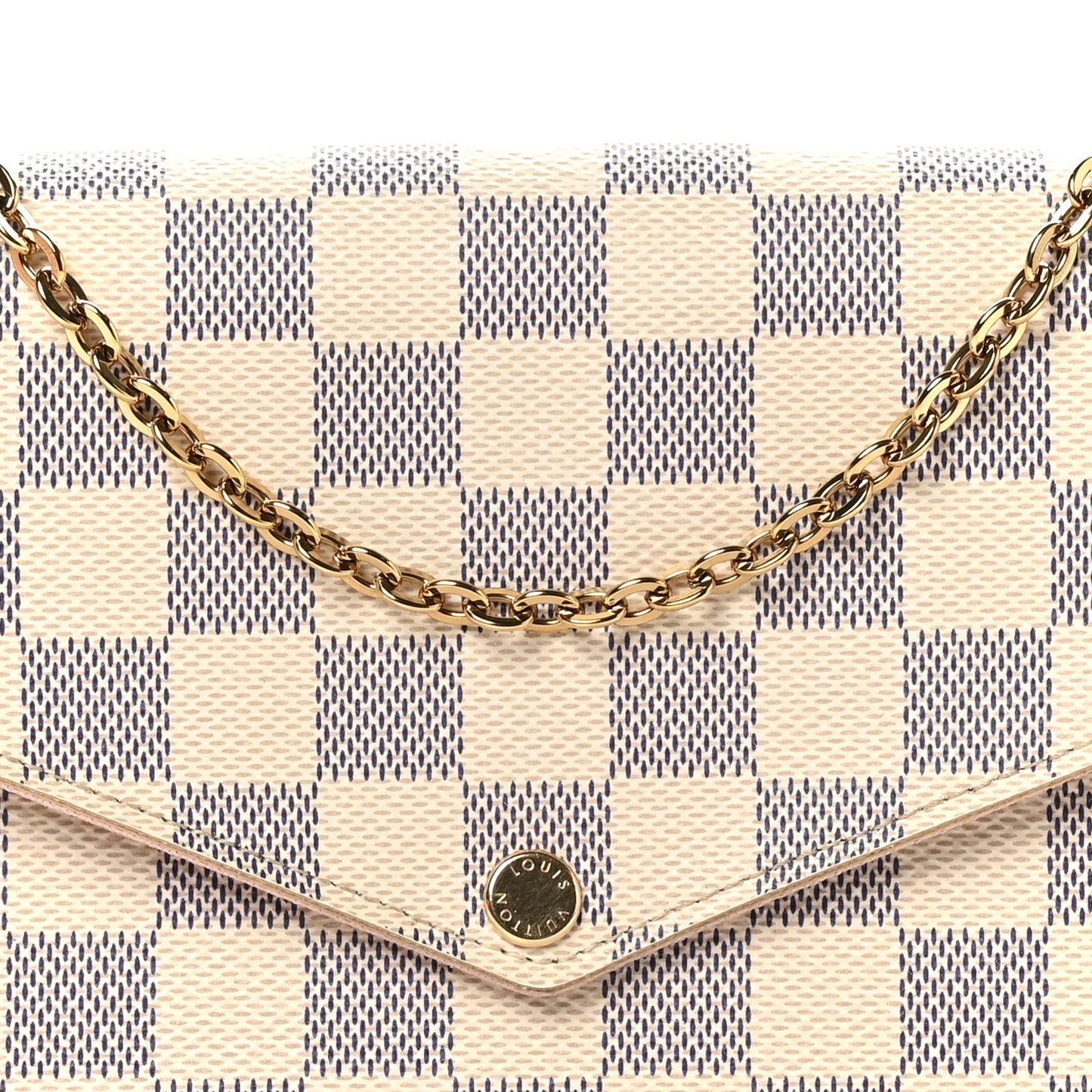 Damier Azur Pochette Felicie Chain Wallet Rose Ballerine