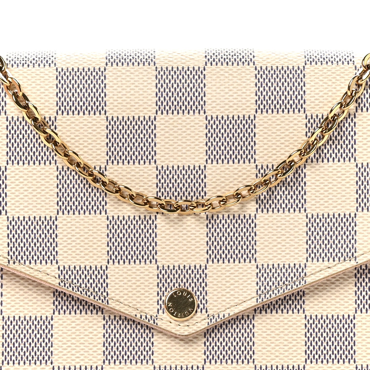 Louis Vuitton Damier Azur Pochette Felicie Chain Wallet Rose Ballerine 9 of 12