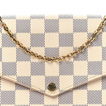 Louis Vuitton Damier Azur Pochette Felicie Chain Wallet Rose Ballerine 9 of 12