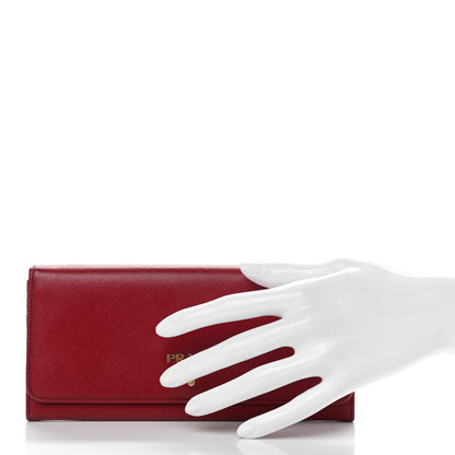 Prada Saffiano Metal Continental Flap Wallet Fuoco 2 of 14
