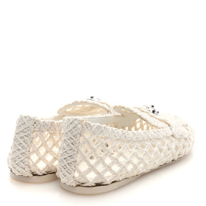 Chanel Cord Braided CC Mocassin Loafers 39.5 White 4 of 8