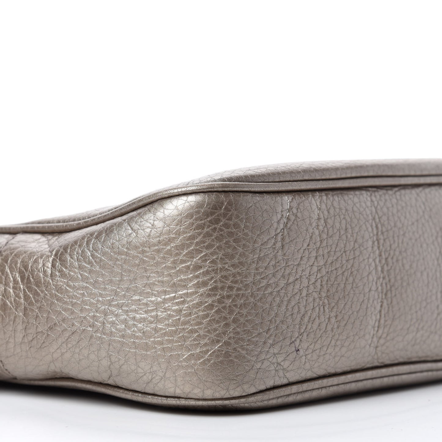 Metallic Pebbled Calfskin Small Soho Disco Bag Golden Beige