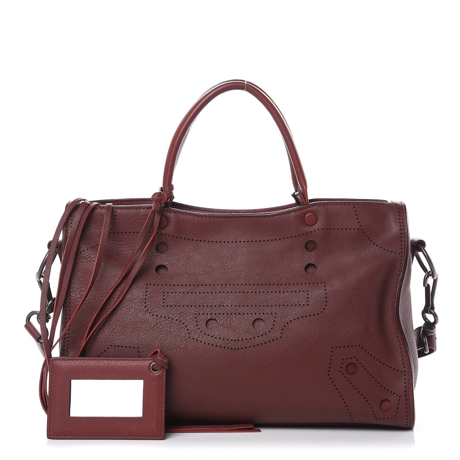 Balenciaga Veau Soyeux Perforated Blackout Hardware S City Rouge Bordeaux 1 of 10