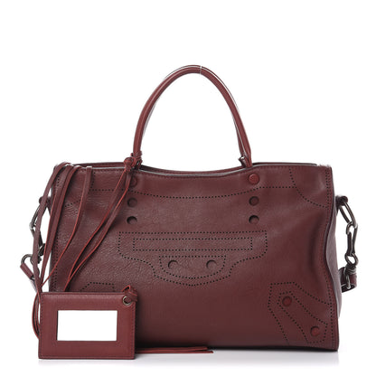 Balenciaga Veau Soyeux Perforated Blackout Hardware S City Rouge Bordeaux 1 of 10
