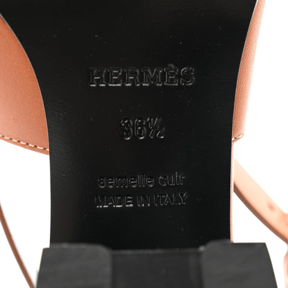Hermes Calfskin Elbe 60 Sandals 36.5 Marron Glaise 8 of 10