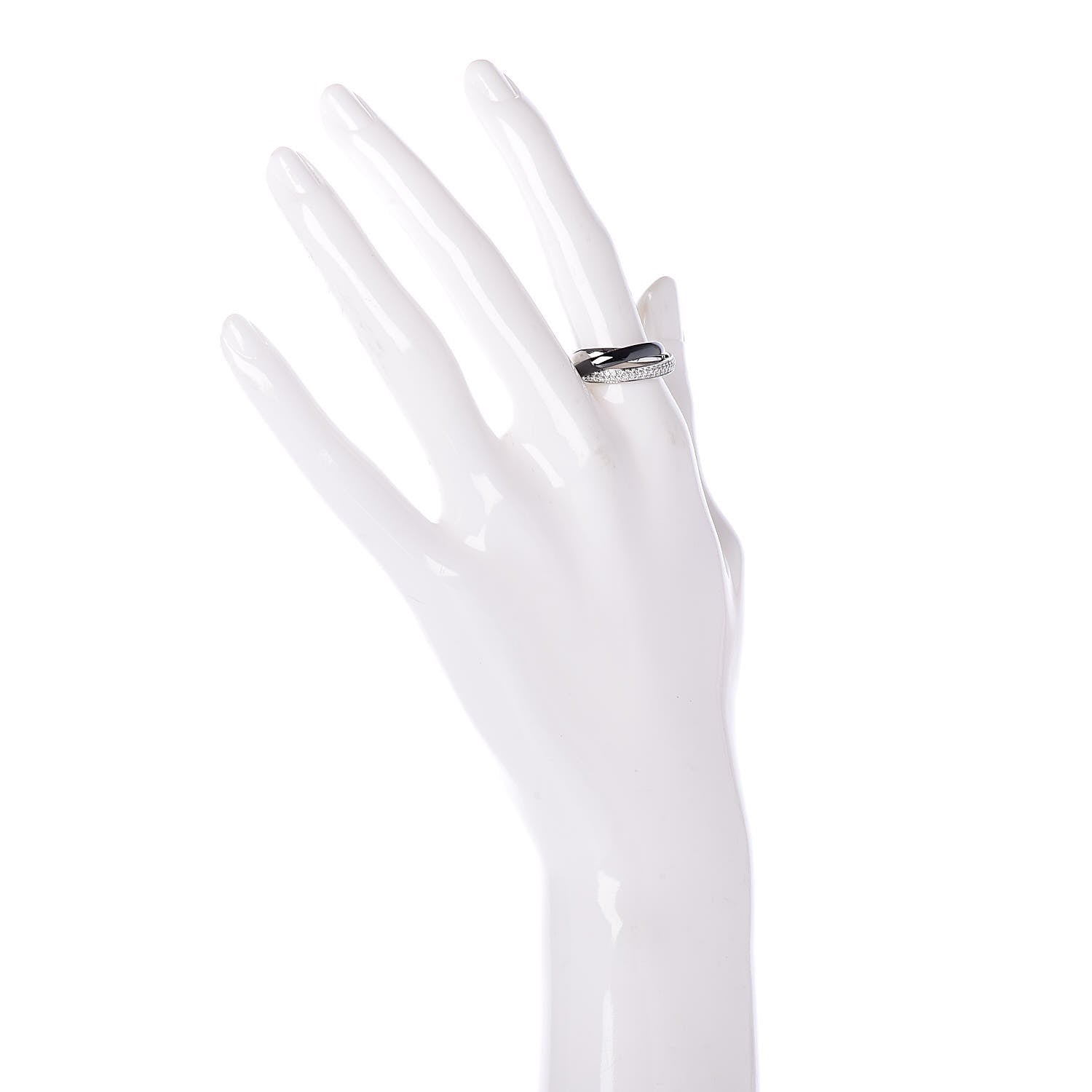 Cartier 18K White Gold Platinum Diamond Ceramic Small Trinity Ring 53 6.25 2 of 5