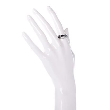 Cartier 18K White Gold Platinum Diamond Ceramic Small Trinity Ring 53 6.25 2 of 5