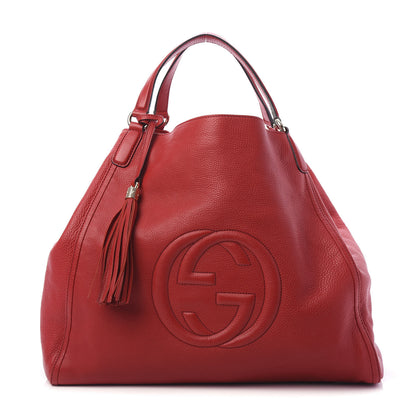 Gucci Pebbled Calfskin Large Soho Shoulder Bag Red 1 of 10