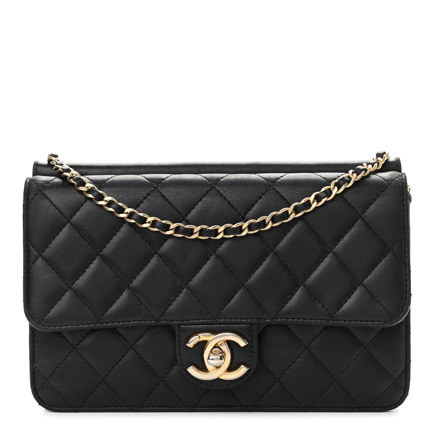 Lambskin Quilted Medium Crossing Times Flap Black