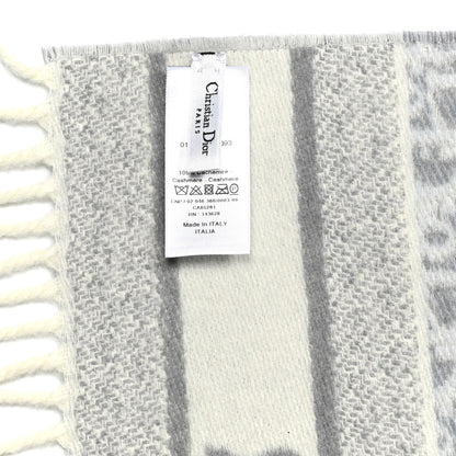 Christian Dior Cashmere Oblique Fringed Scarf Grey 4 of 4