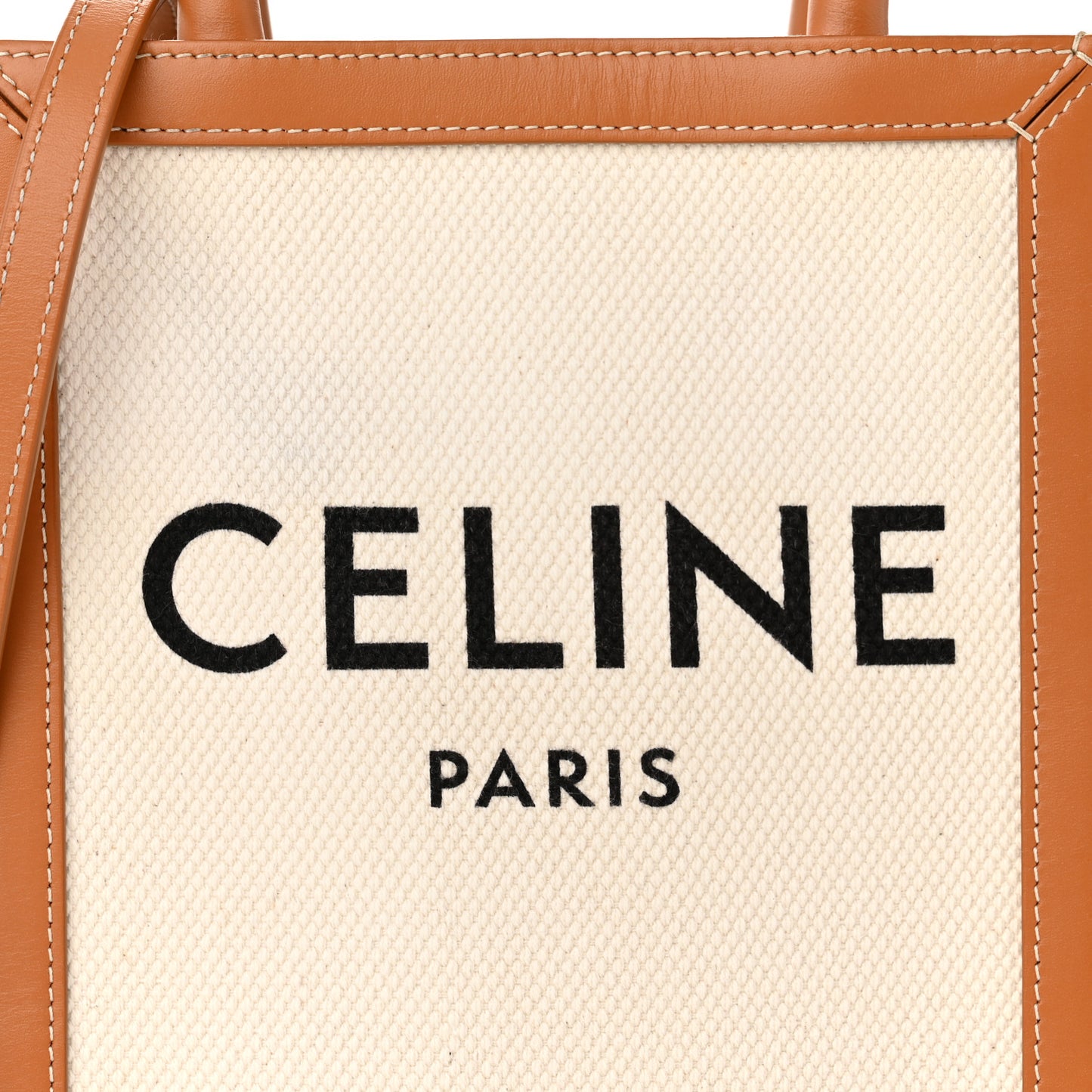 Canvas Calfskin Mini Vertical Cabas Natural Tan