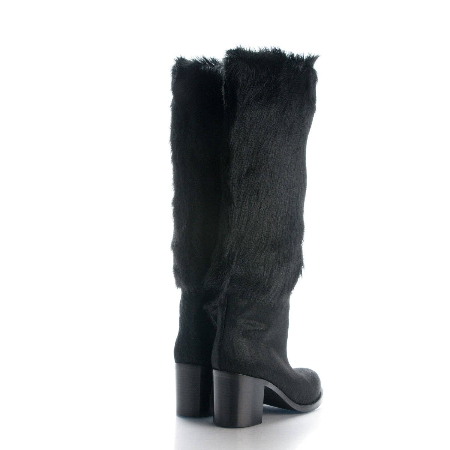 Chanel Pony Hair High Boots 37 Black 3 of 5