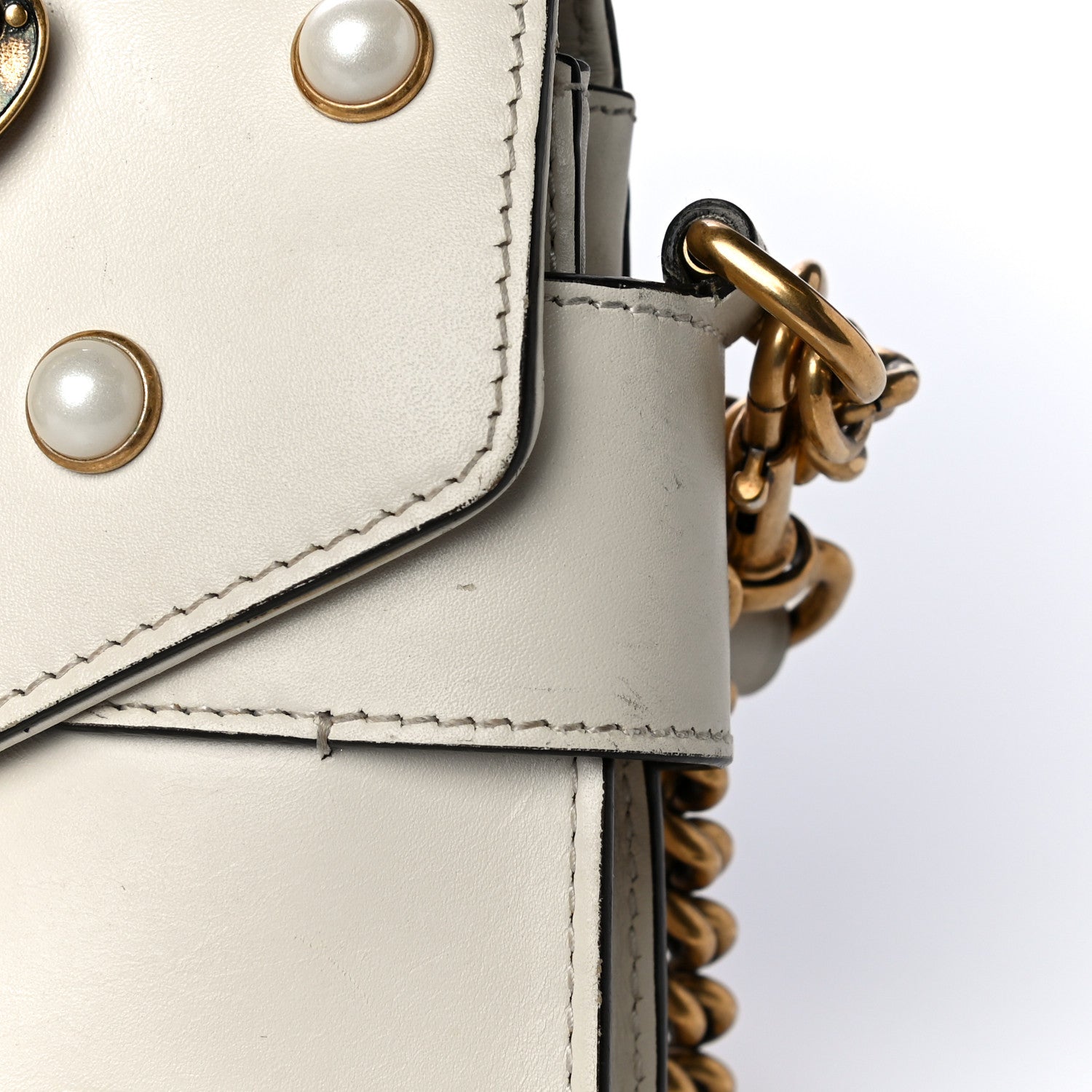 Gucci Nappa Pearl Studded Mini Queen Margaret Broadway Shoulder Bag Mystic White 15 of 17