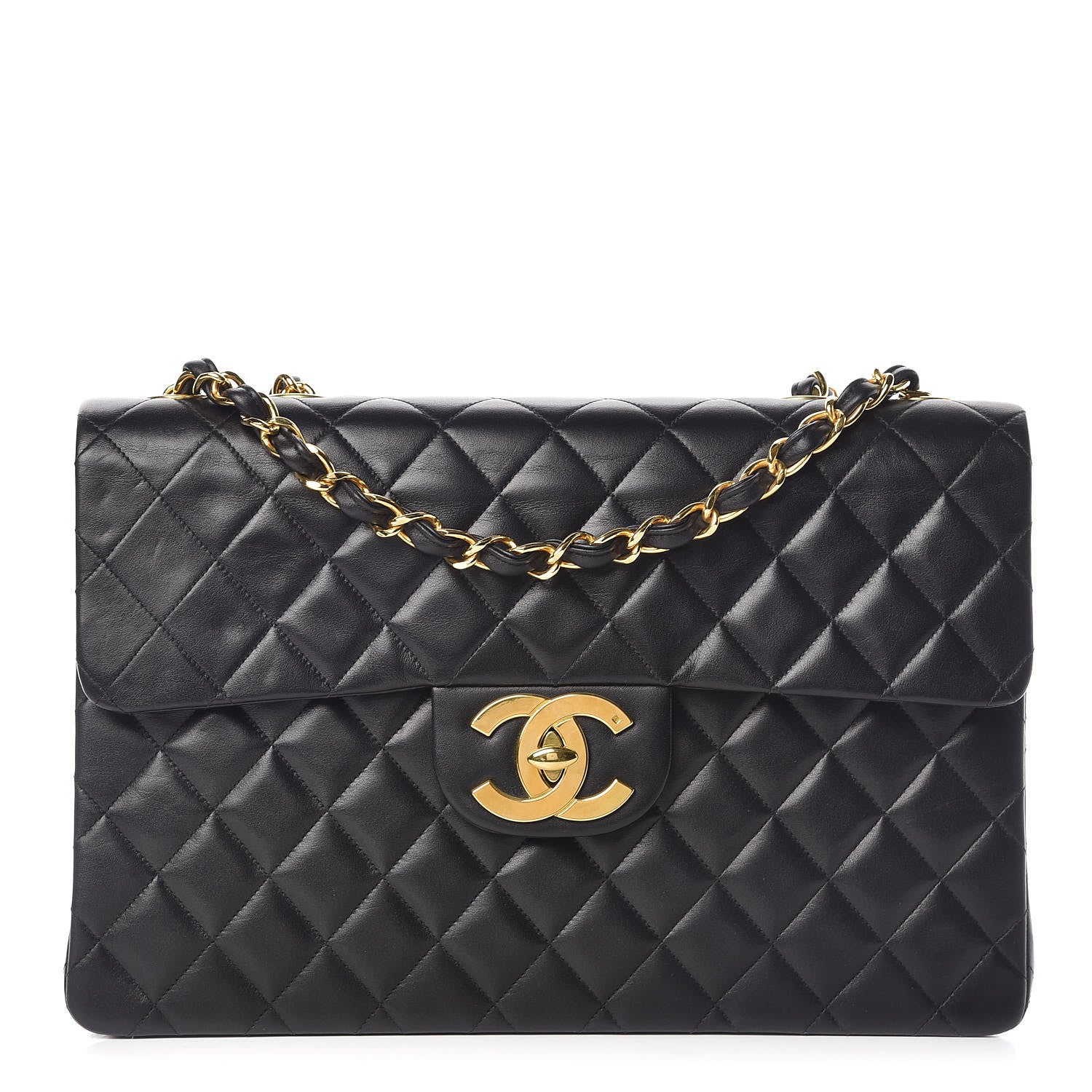 Chanel Lambskin Quilted XL Jumbo Single Flap Black 1 of 14