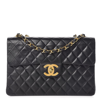 Chanel Lambskin Quilted XL Jumbo Single Flap Black 1 of 14