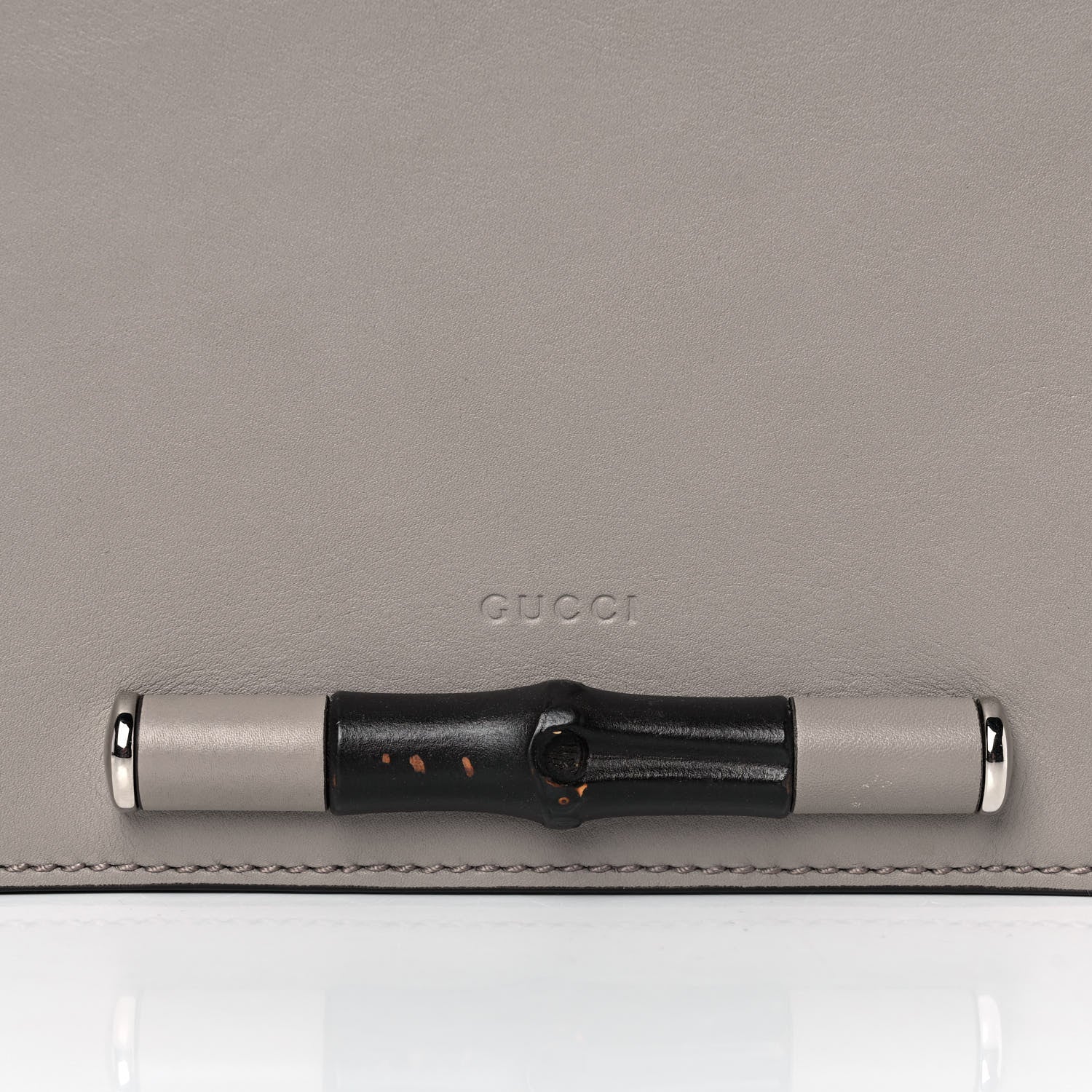 Gucci Calfskin Lady Bamboo Shoulder Bag Grey 7 of 10
