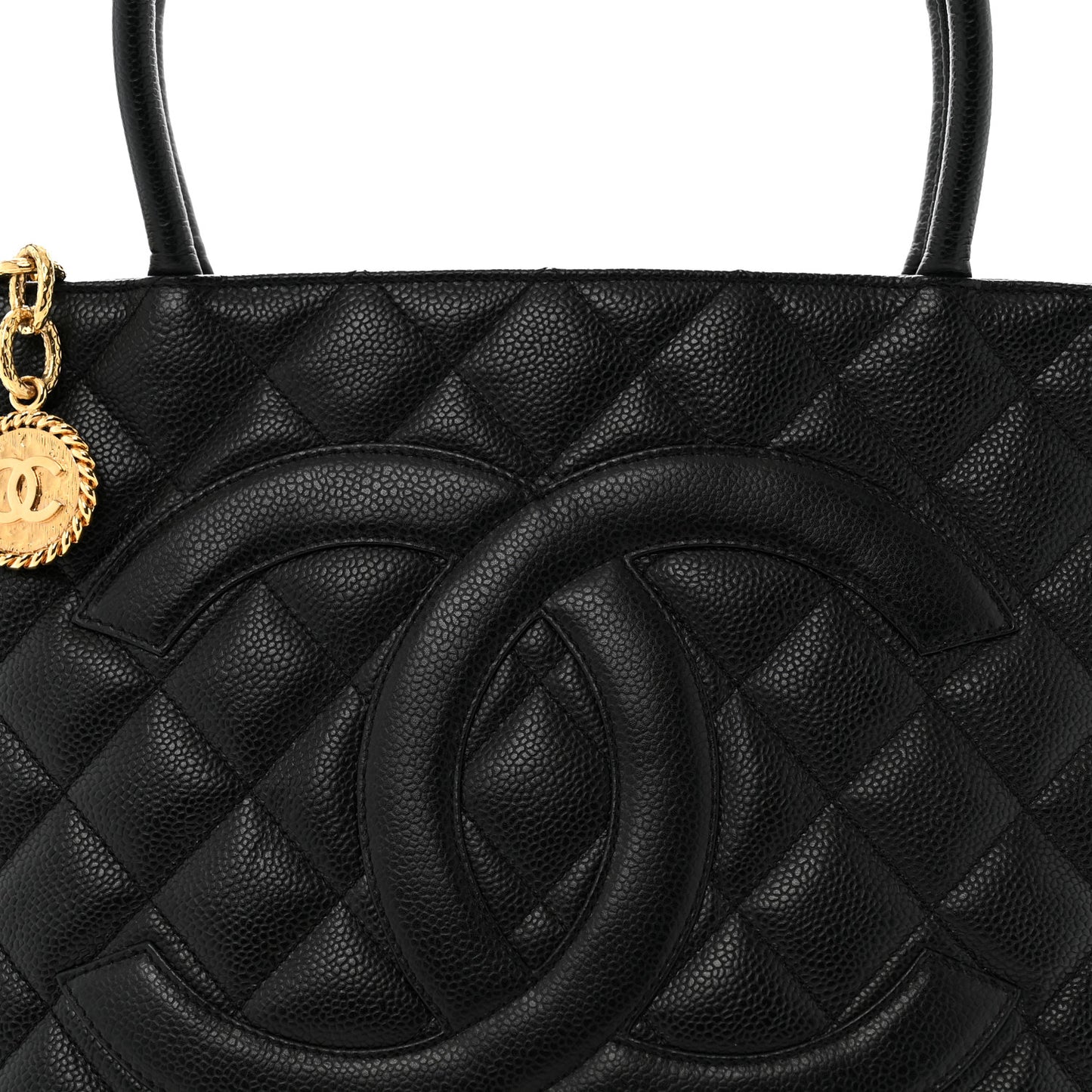 Caviar Quilted Medallion Tote Black