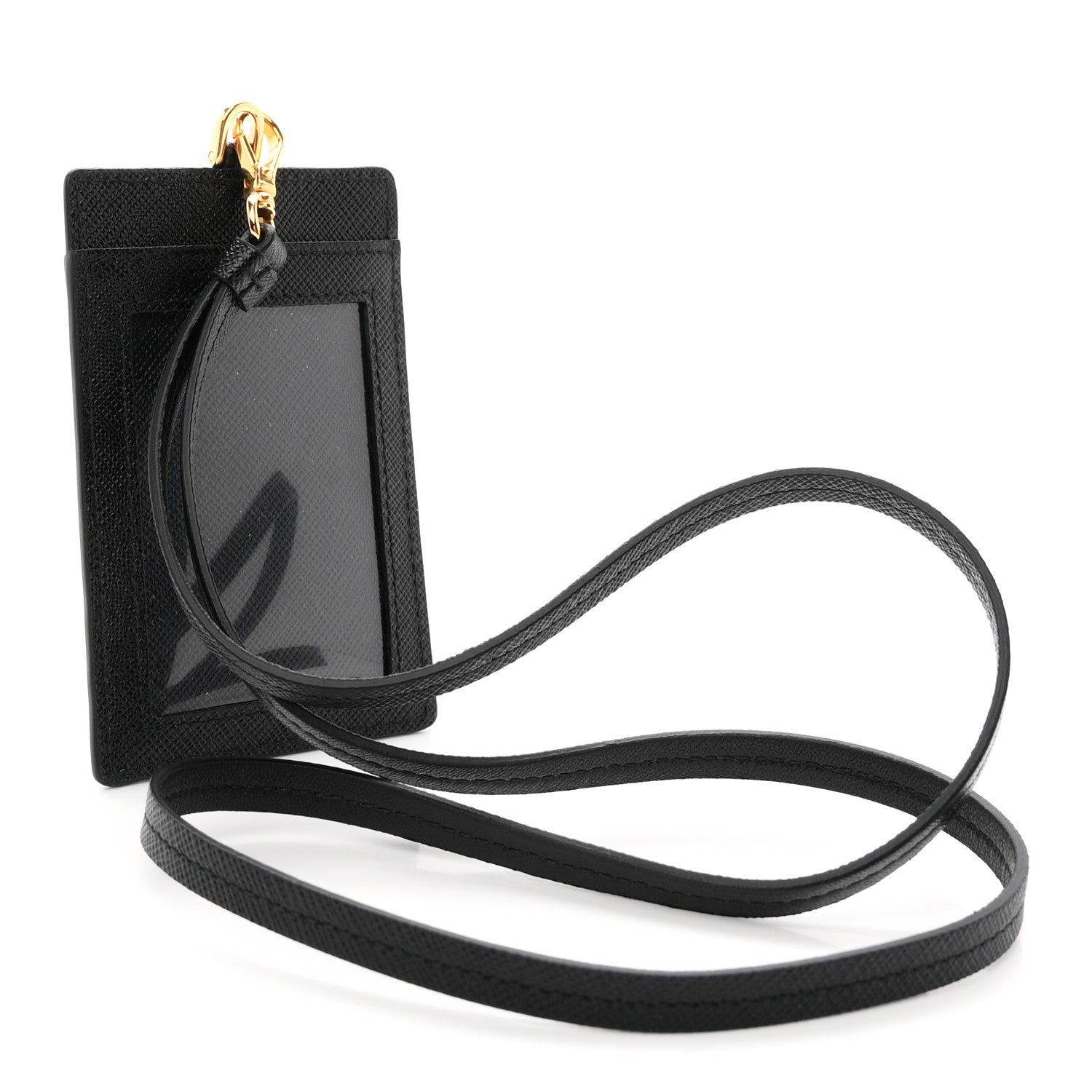 Prada Vitello Move Triangle Lanyard Card Case Black 3 of 6