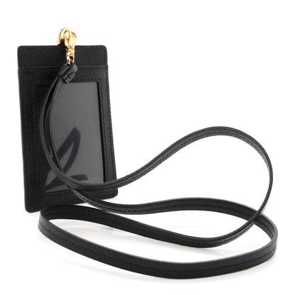 Prada Vitello Move Triangle Lanyard Card Case Black 3 of 6