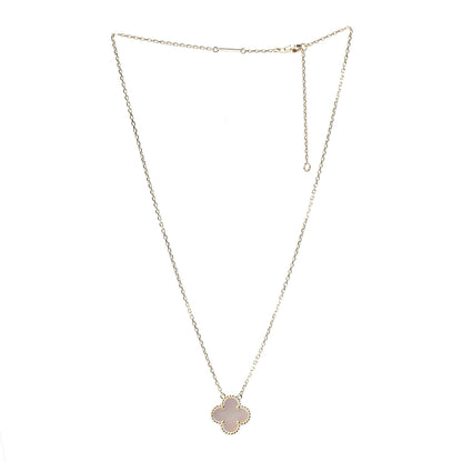 Van Cleef & Arpels 18K Yellow Gold Mother of Pearl Vintage Alhambra Pendant Necklace 3 of 8