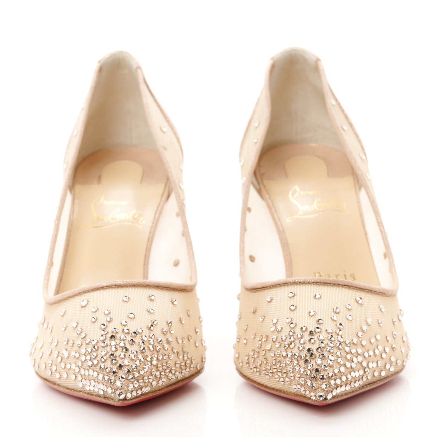 Suede Lame Crystal Strass Follies 85 Pumps 37.5 Light Silk