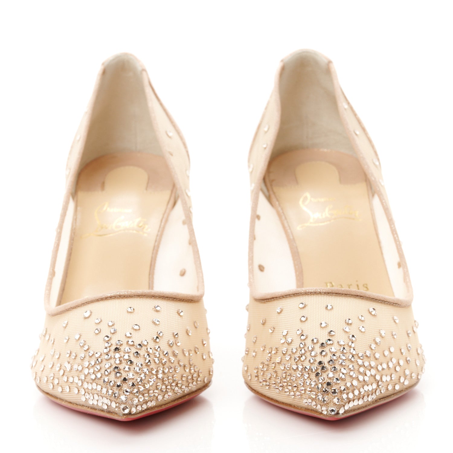 Christian Louboutin Suede Lame Crystal Strass Follies 85 Pumps 37.5 Light Silk 2 of 8
