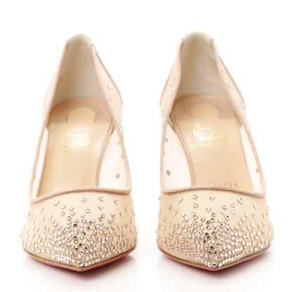 Christian Louboutin Suede Lame Crystal Strass Follies 85 Pumps 37.5 Light Silk 2 of 8