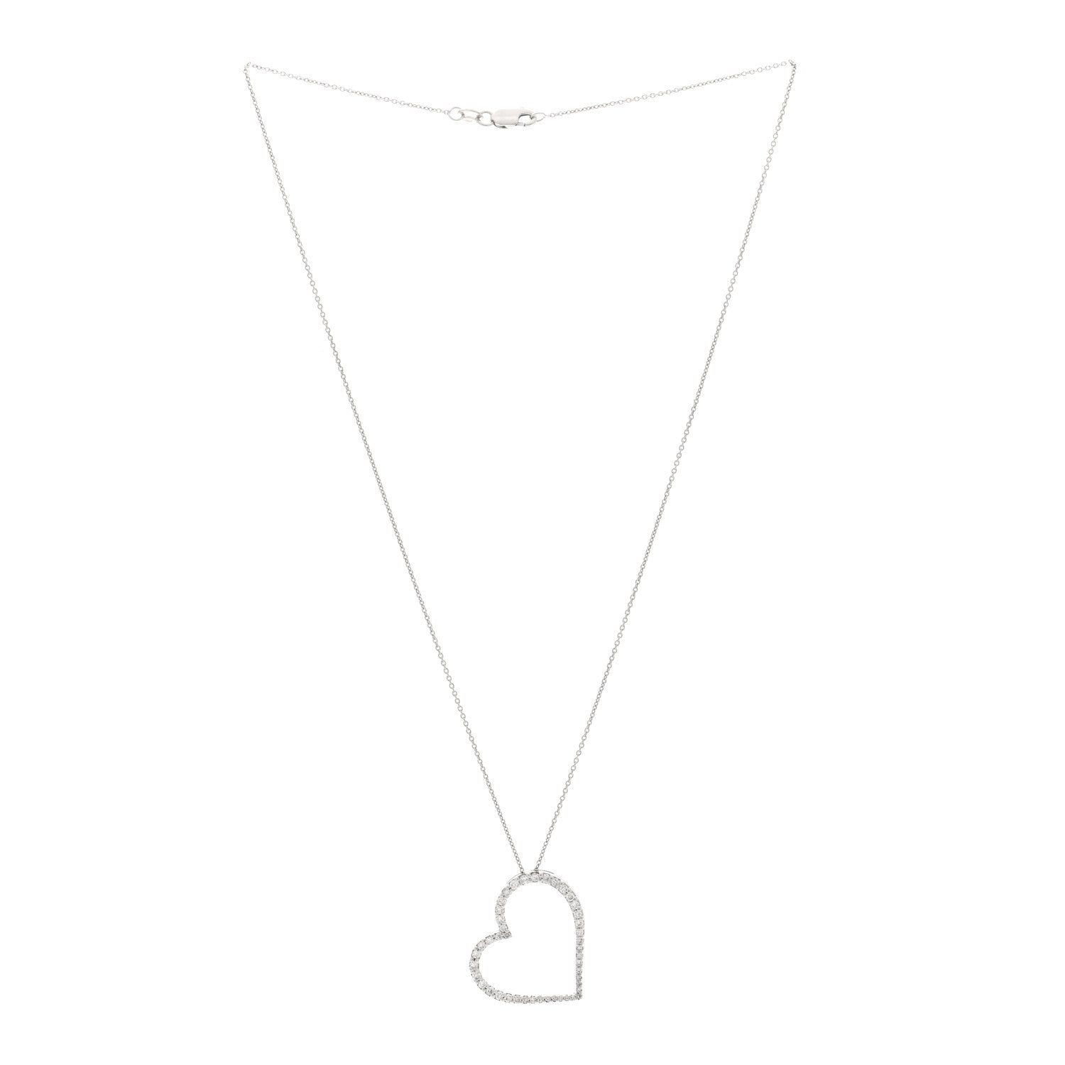 Roberto Coin 18K White Gold Diamond .22ct Tiny Treasures Heart Pendant Necklace 2 of 4