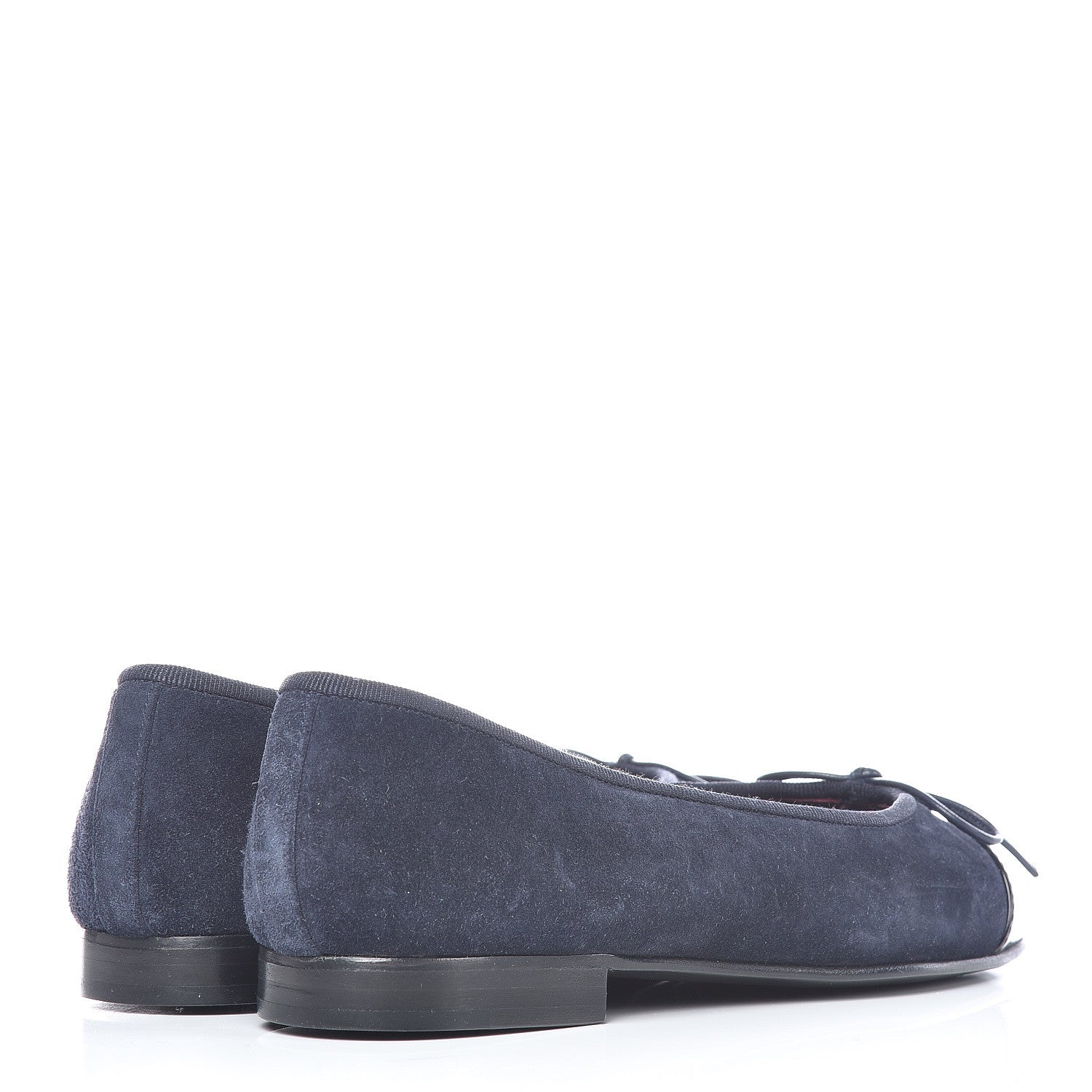 Chanel Suede Patent Cap Toe CC Ballerina Flats 35 Marine Black 4 of 11