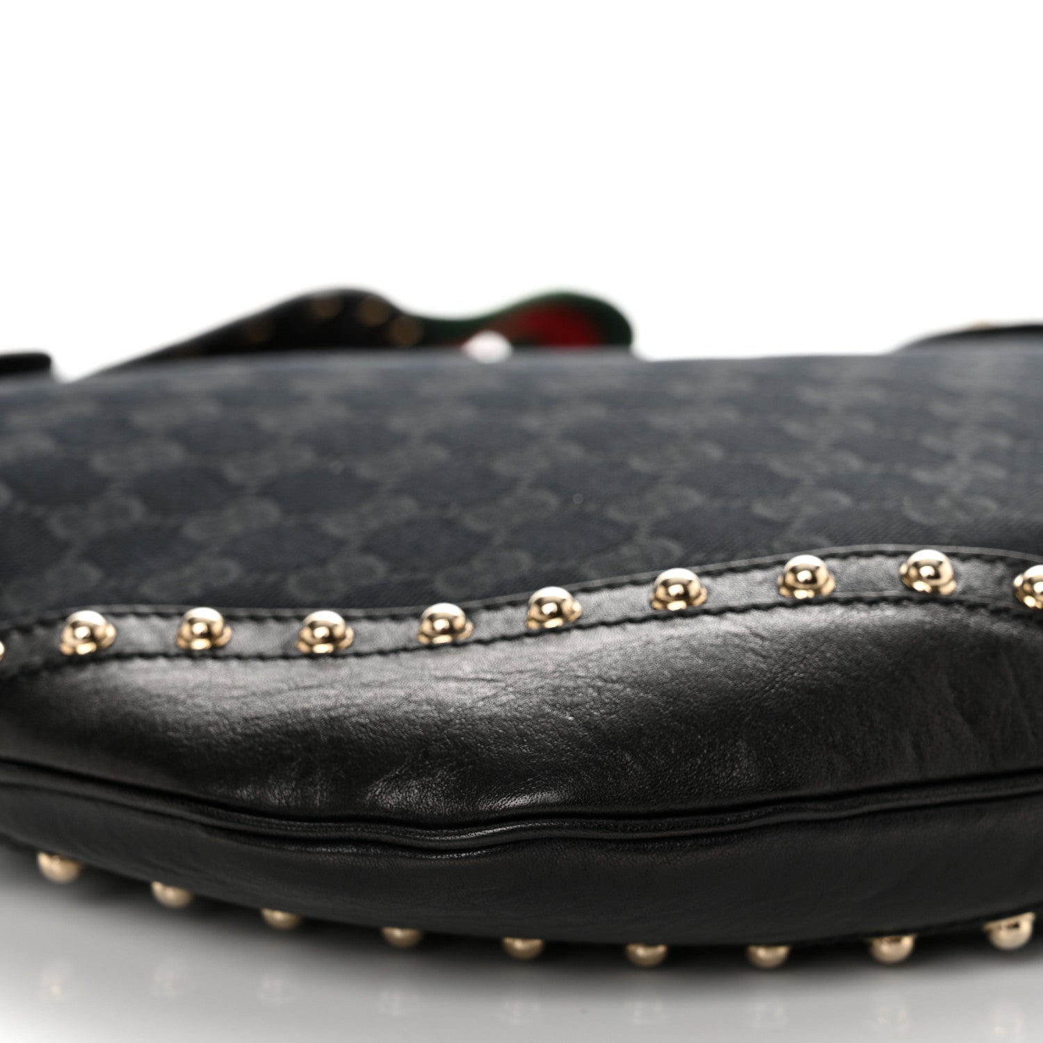 Gucci Monogram Pelham Studded Shoulder Bag Black 9 of 11