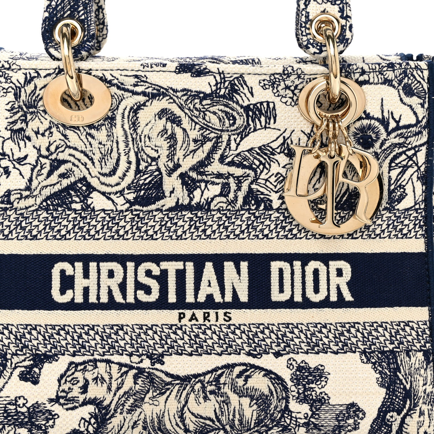 Christian Dior Toile de Jouy Embroidered Medium Lady D-Lite Blue 8 of 10