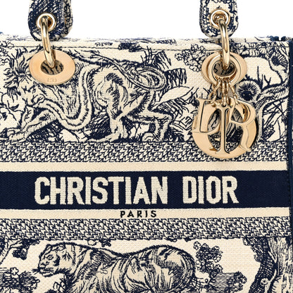 Christian Dior Toile de Jouy Embroidered Medium Lady D-Lite Blue 8 of 10