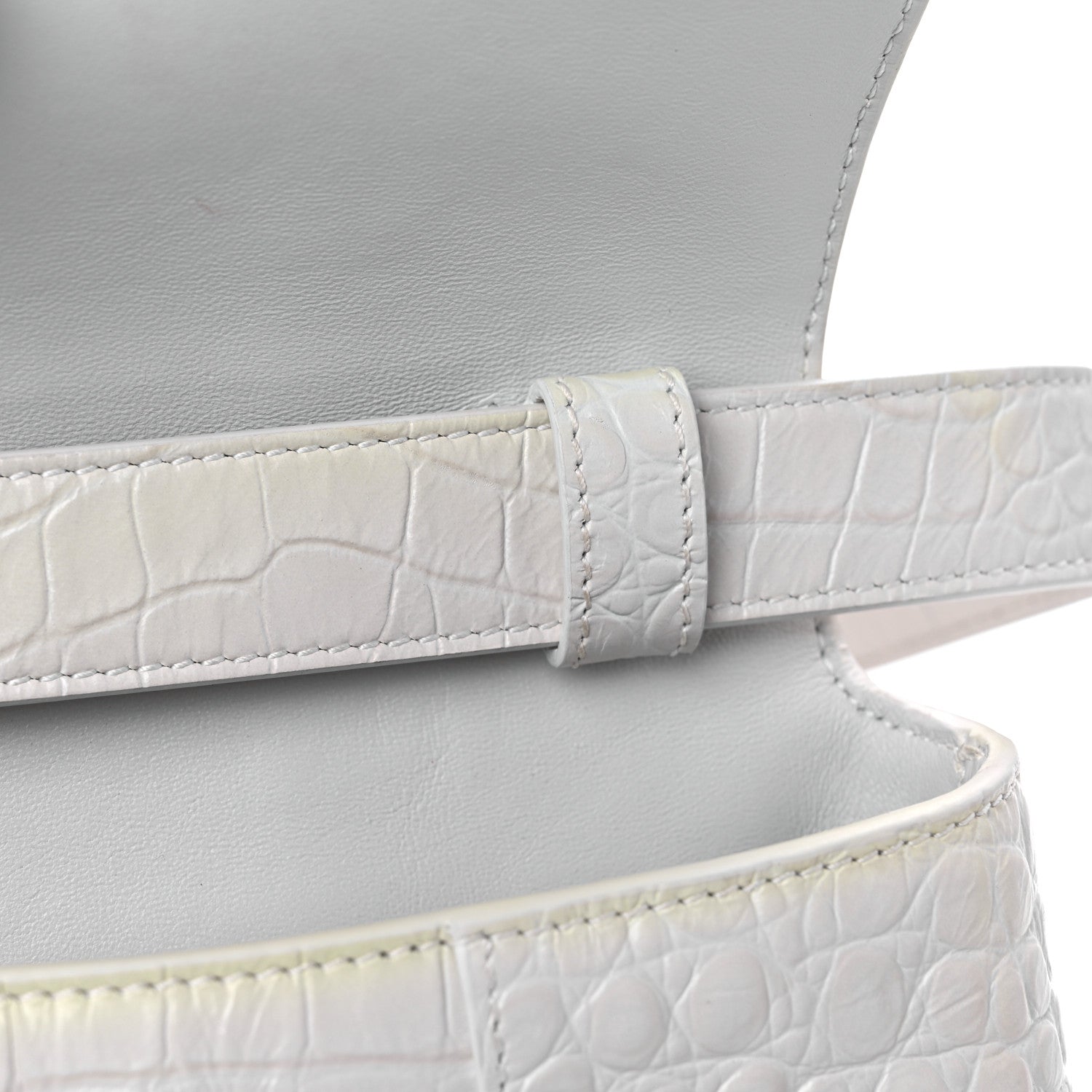 Balenciaga Extra Supple Calfskin Crocodile Embossed XS Downtown Shoulder Bag White 14 of 21