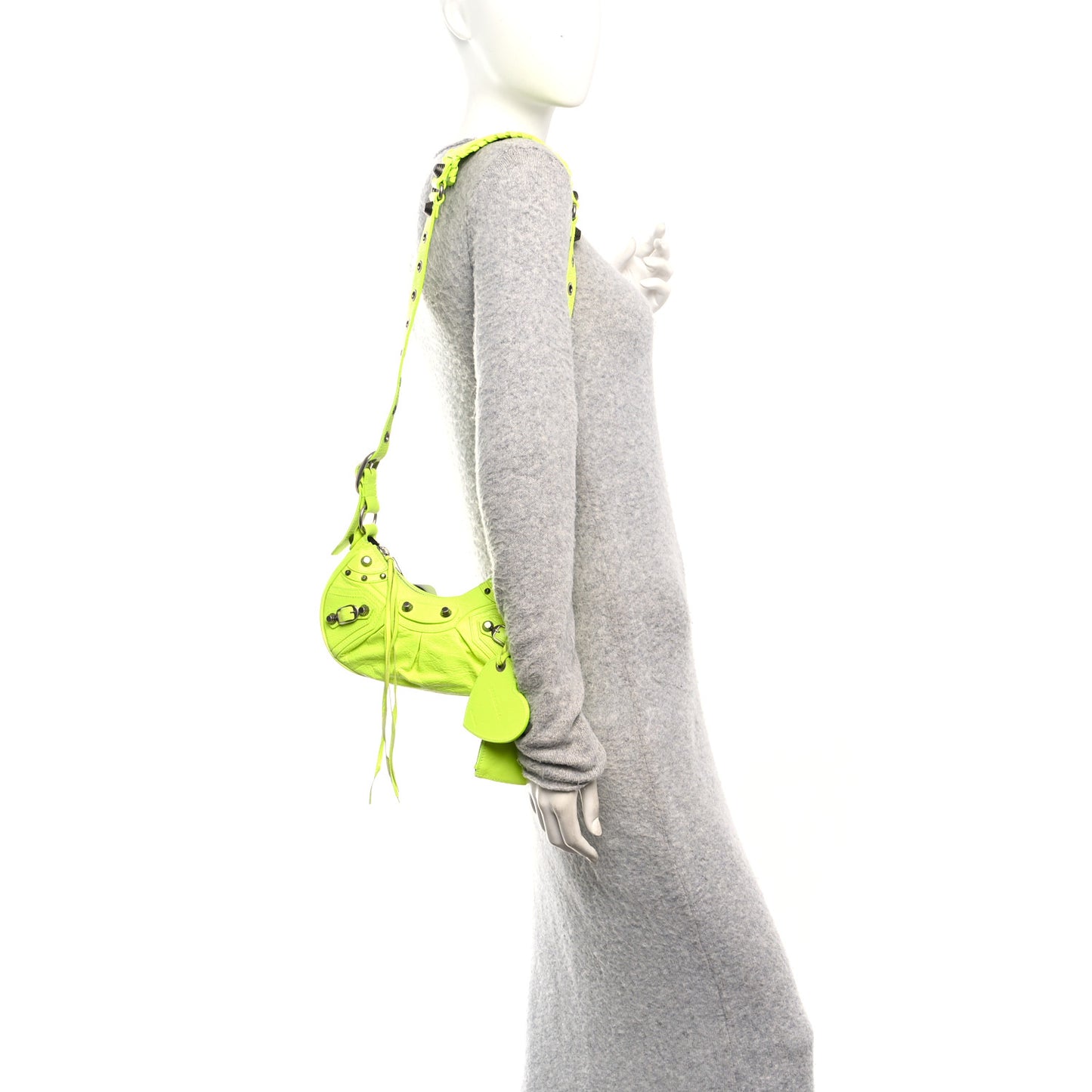 Agneau Arena Le Cagole Shoulder Bag XS Fluo Yellow