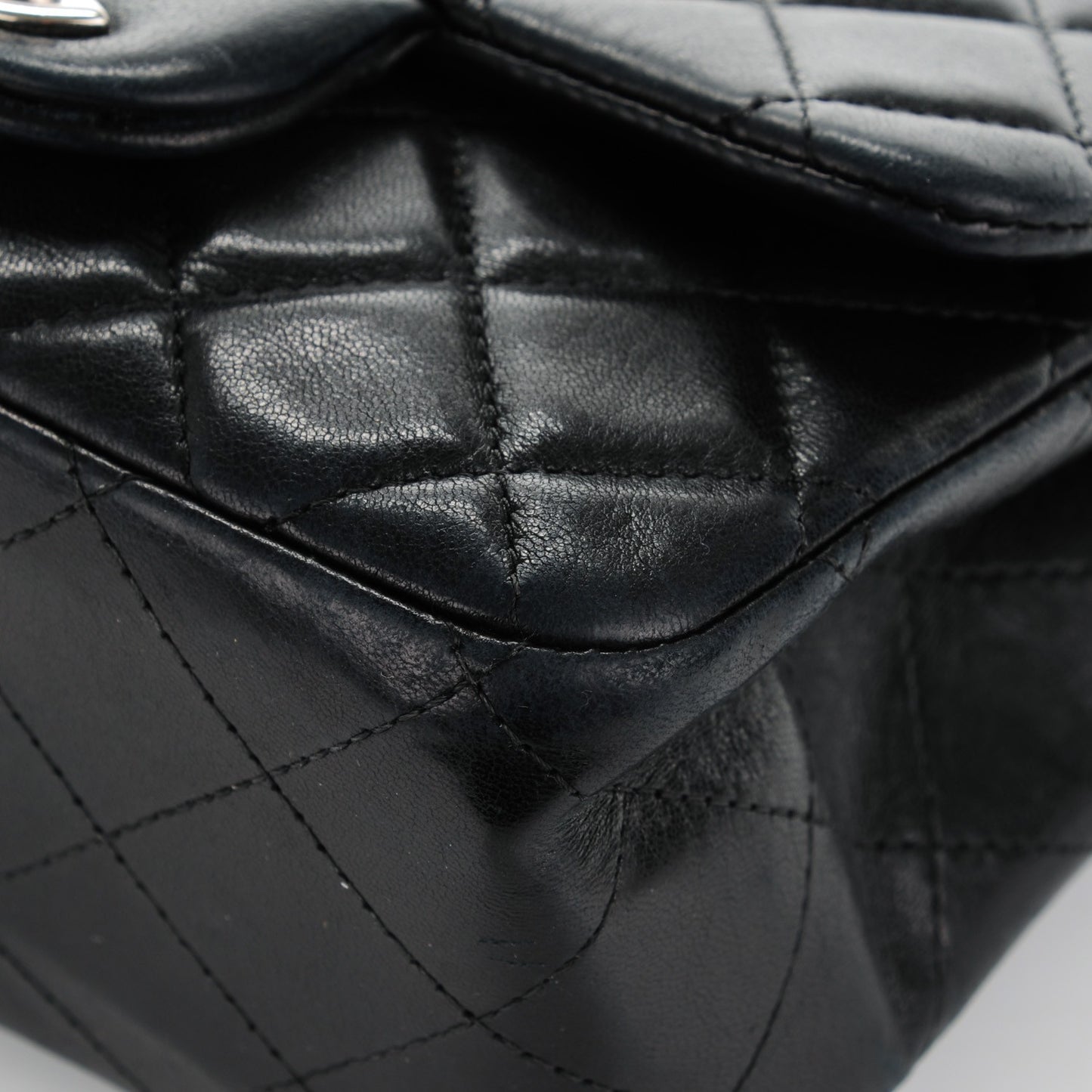 Lambskin Quilted Mini Square Flap Black