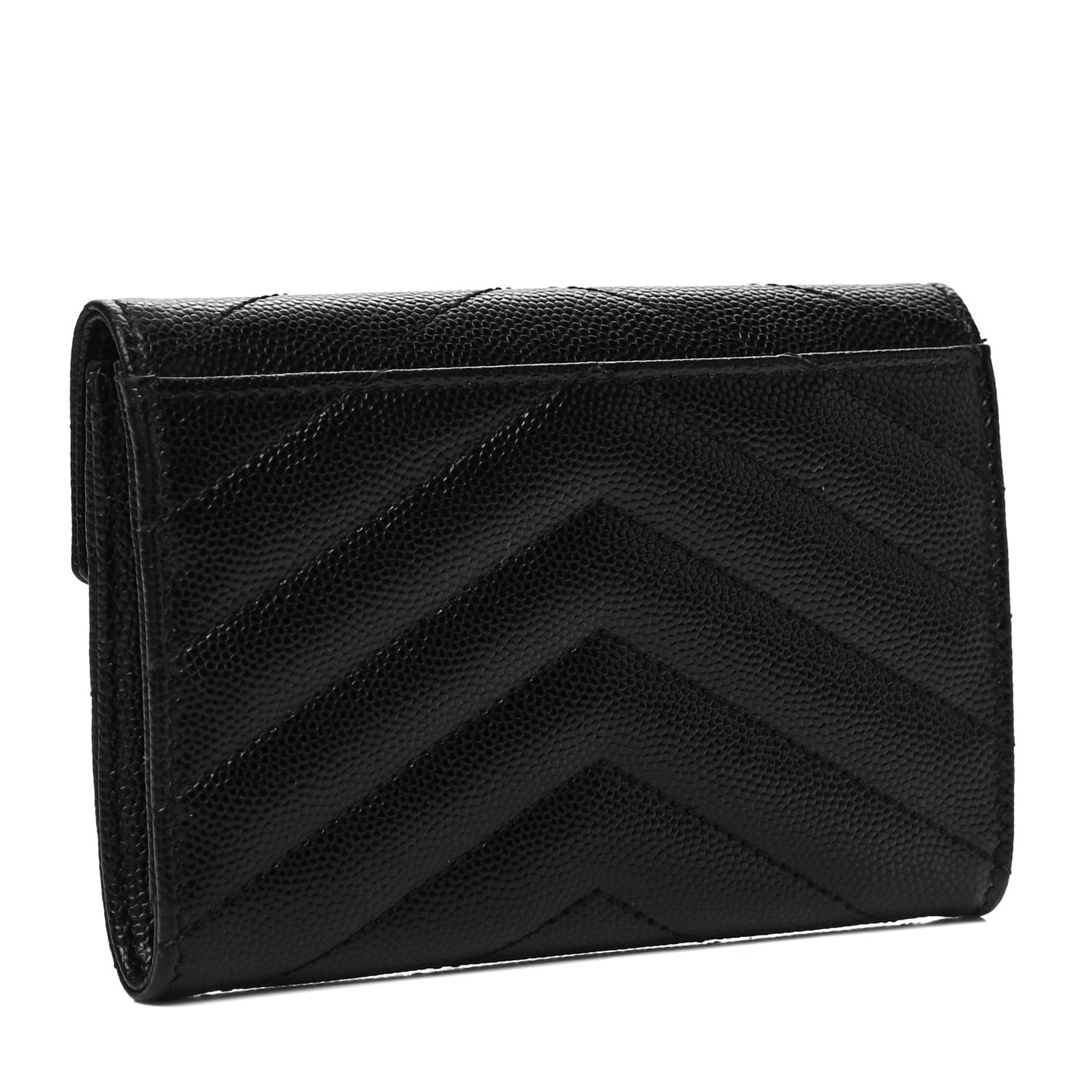 Grain De Poudre Matelasse Chevron Small Monogram Envelope Wallet Black