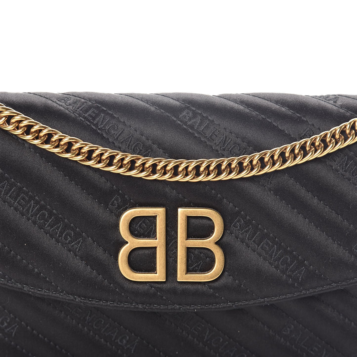 Satin Jacquard Logo Matelasse BB Wallet On Chain Black