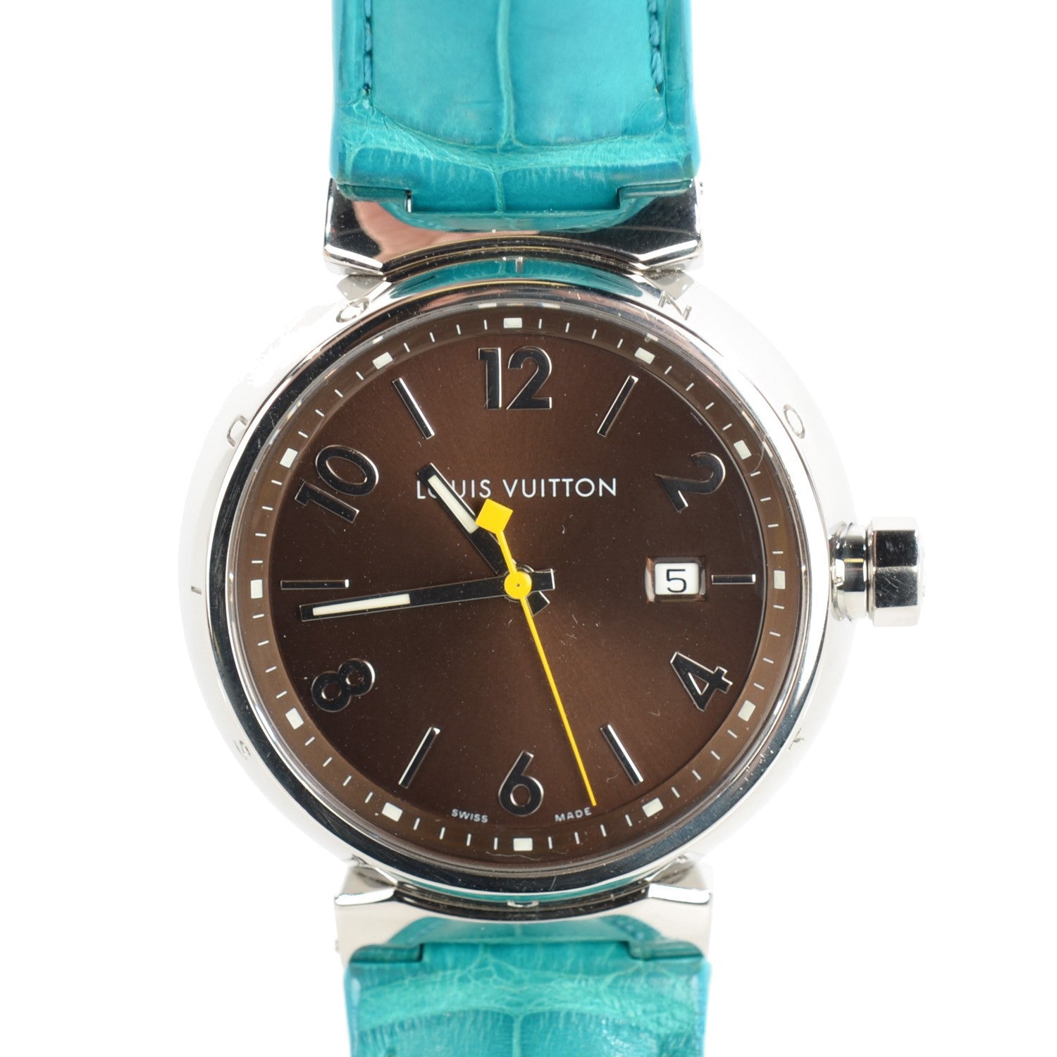 Louis Vuitton Stainless Steel Alligator 39mm Tambour Quartz Watch 1 of 8