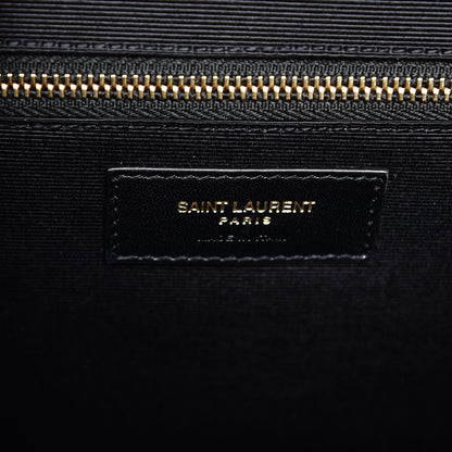 Saint Laurent Grain De Poudre Matelasse Chevron Large Monogram Satchel Black 6 of 8